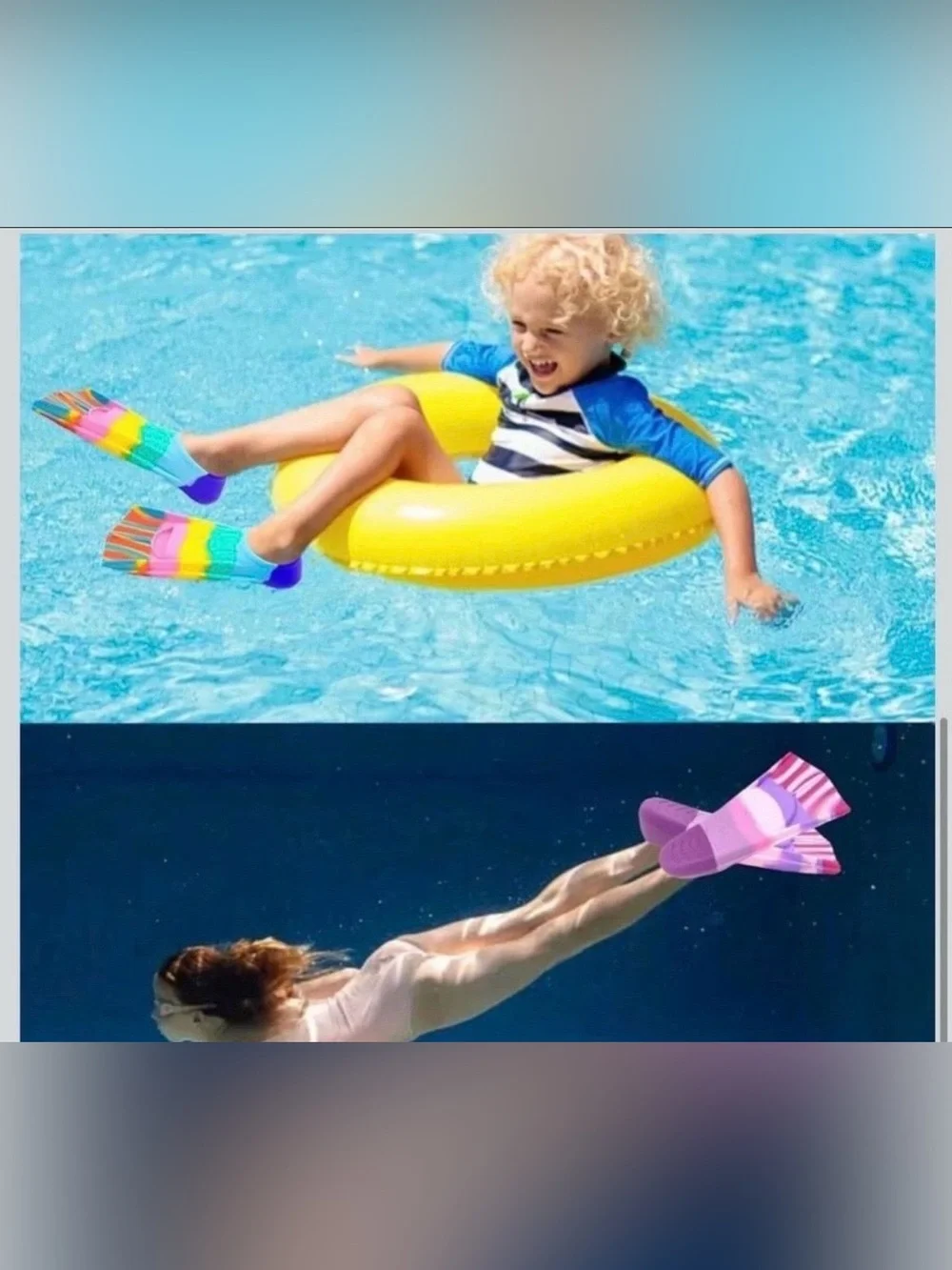Kids Swim Fins, Comfortable Silicone Flippers for Swimming and Diving, Size Suit